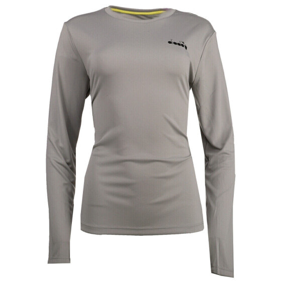 Футболка Diadora Core Running Crew Neck длинный рукав Женская Серая Casual