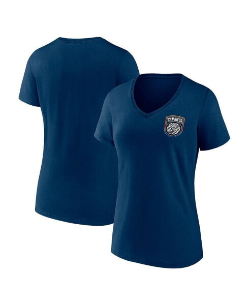 Women's Navy San Diego FC Primary Logo V-Neck T-shirt