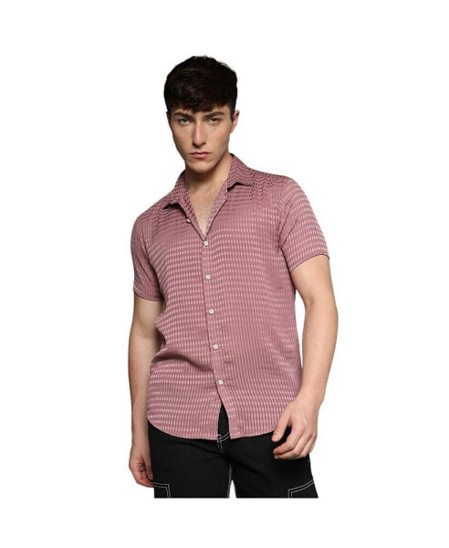 Men's Nude Pink Self-Design Block Shirt