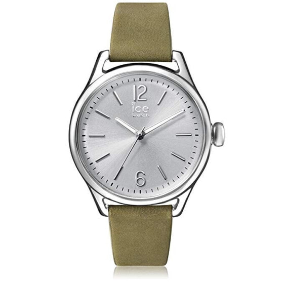 Наручные часы ice-watch Ice Time Khaki Silver - зеленые с кожаным ремешком - модель 013070 (Small)