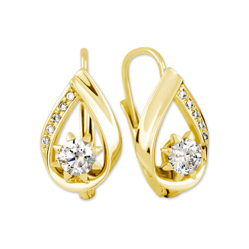 Beautiful yellow gold earrings with zircons 239 001 00531