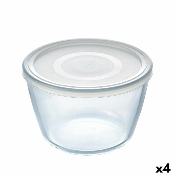 Контейнер для завтрака Круглая с крышкой Pyrex Cook & Freeze 1,6 L 17 x 17 x 12 см Прозрачный Силикон Стекло (4 шт)