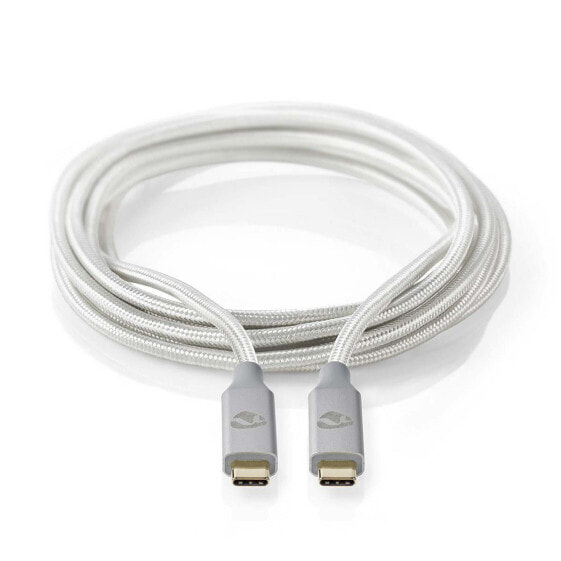 Аксессуар Разъемы и переходники Nedis GmbH CCTB64020AL20 - 2 м - USB C - USB C - USB4 Gen 2x2 - 20000 Mбит/с - Серебро