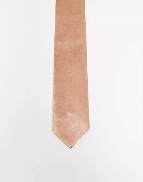 Six Stories satin tie in burnt peach