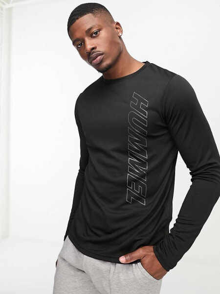 Hummel mesh training top with long sleeves in black