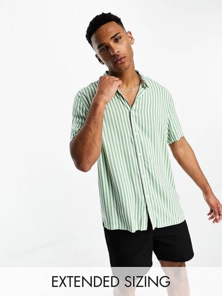 ASOS DESIGN relaxed stripe shirt in green
