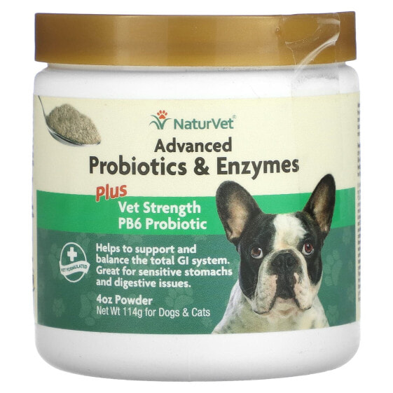 Витамины и добавки NaturVet Advanced Probiotics & Enzymes + Vet Strength PB6 Probiotic для собак и кошек, 114 г