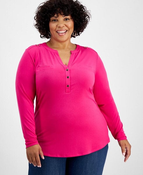 Plus Size Long-Sleeve Top, Created for Macy's