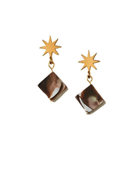 Star + Mini Brown Mother-of-Pearl Earrings