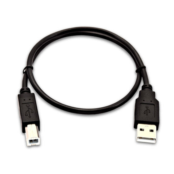 V7 Black USB Cable USB 2.0 A Male to USB 2.0 B Male 0.5m 1.6ft - 0.5 m - USB A - USB B - USB 1.0 - 480 Mbit/s - Black