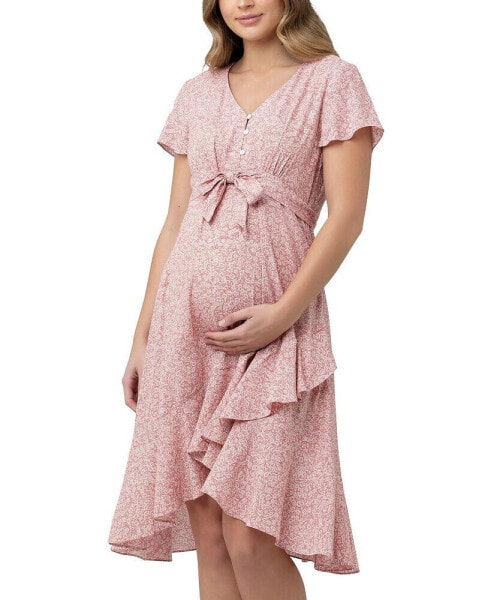 Maternity Vanessa Tie Front Floral Midi Dress