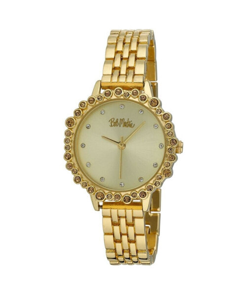 Часы Bob Mackie Gold Tone   Crystal Bezel Watch