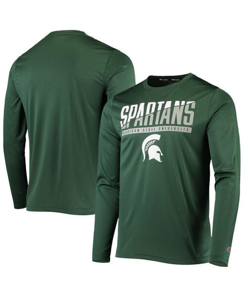 Men's Green Michigan State Spartans Wordmark Slash Long Sleeve T-shirt