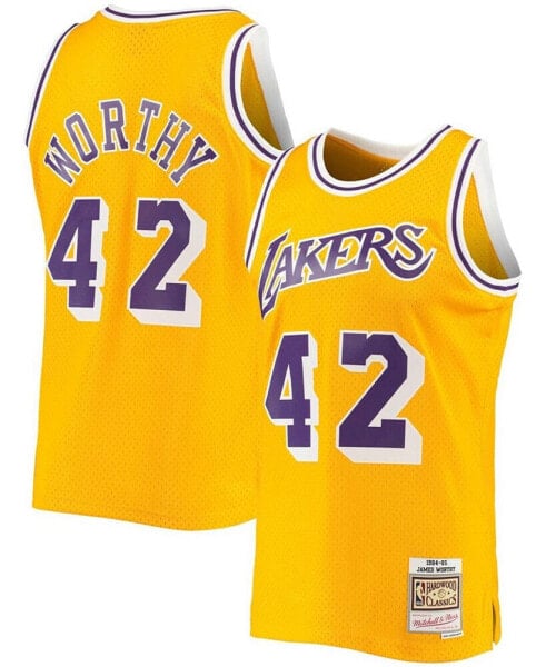 Men's James Worthy Gold Los Angeles Lakers 1984-85 Hardwood Classics Swingman Jersey