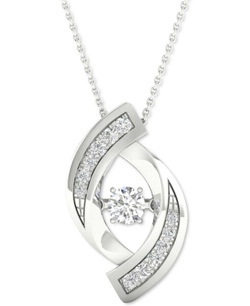 Diamond Swirl 18" Pendant Necklace (1/4 ct. t.w.) in 10k White Gold