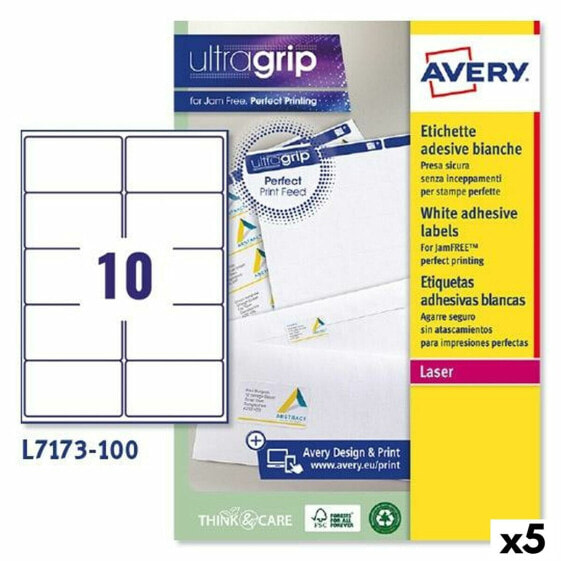 Этикетки для принтера Avery L7173 Белый 100 Листья 99,1 x 57 mm (5 штук)