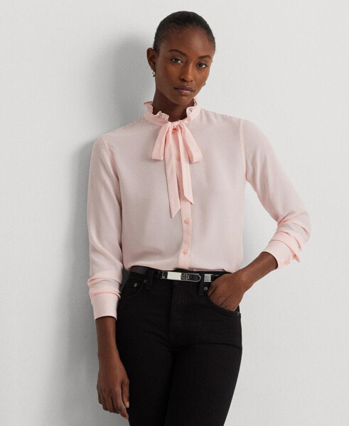 Блузка с завязкой и рюшами Ralph Lauren для женщин