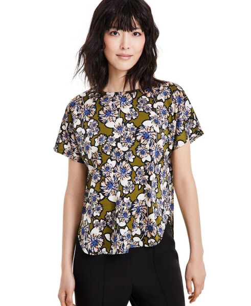 Women's Pull-On Floral Short-Sleeve Top