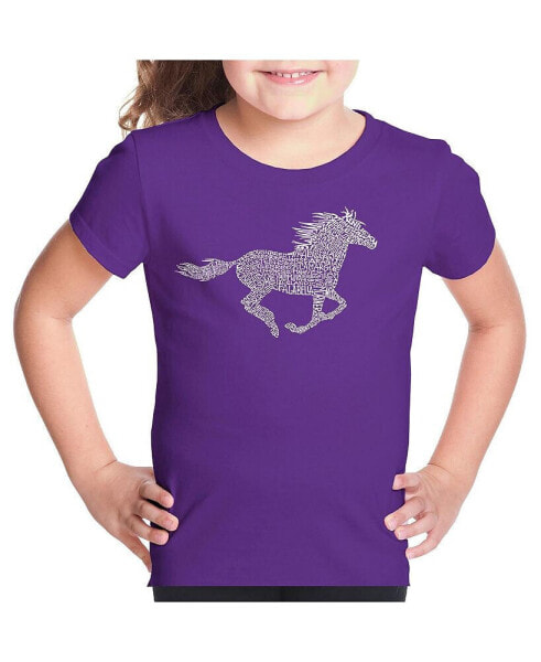 Big Girl's Word Art T-shirt - Horse Breeds