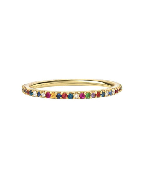 Rainbow Eternity 14K Yellow Gold Band