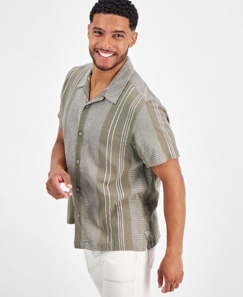 Men's Rhodes Textured Stripe Dobby Button Down Camp Shirt