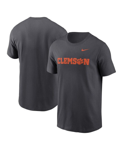 Men's Anthracite Clemson Tigers Primetime Evergreen Wordmark T-Shirt