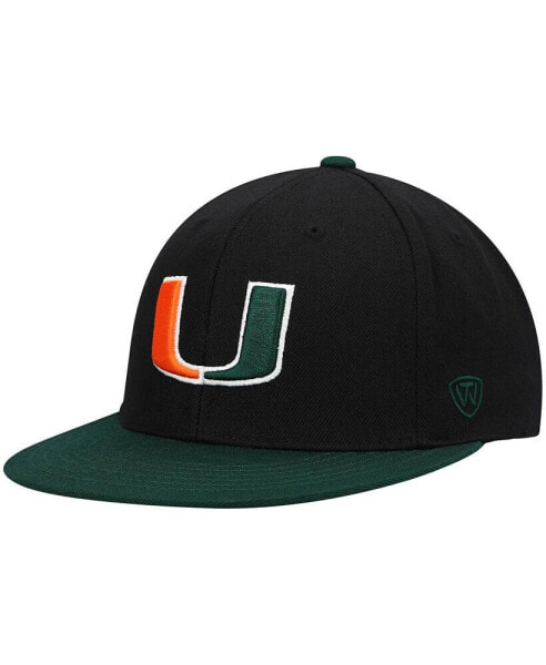 Men's Black and Green Miami Hurricanes Team Color Two-Tone Fitted Hat