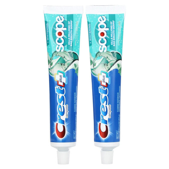 Plus Scope Anticavity Fluoride Toothpaste, Minty Fresh Striped, 2 Pack, 5.4 oz (153 g) Each