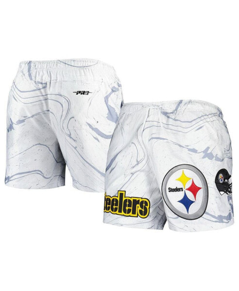 Men's White Pittsburgh Steelers Allover Marble Print Shorts