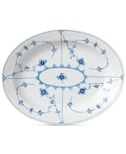 Сервировка стола Royal Copenhagen синяя гладкая большая овальная тарелка
