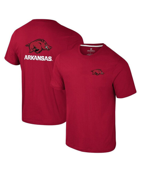 Men's Cardinal Arkansas Razorbacks Logo Lockup 2-Hit Active Blend T-Shirt