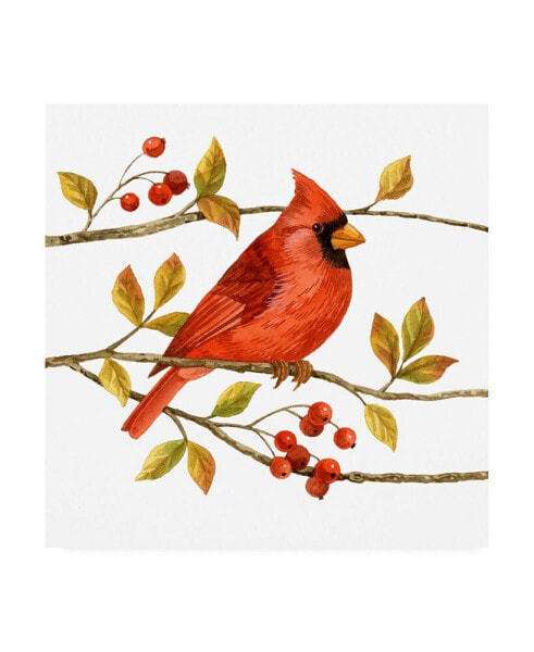 Jane Maday Birds and Berries III Canvas Art - 15.5" x 21"