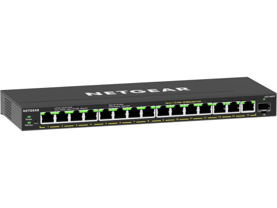 NETGEAR 16-Port PoE Gigabit Ethernet Plus Switch (GS316EPP) - Managed with 15 x