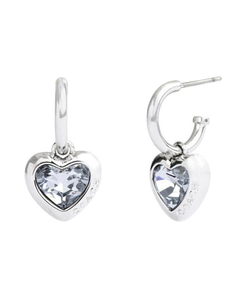 Faux Stone Heart Charm Huggie Earrings