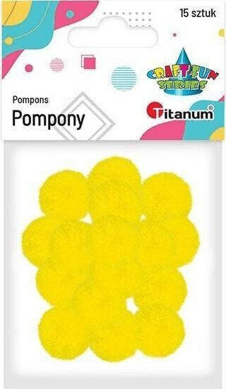 Titanum Pompony poliestrowe 18mm żółte intensywne 15szt