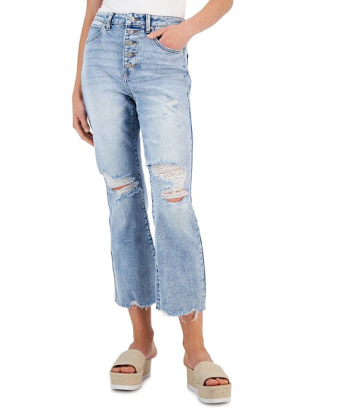 Juniors' Button-Fly Ankle Flare-Leg Jeans