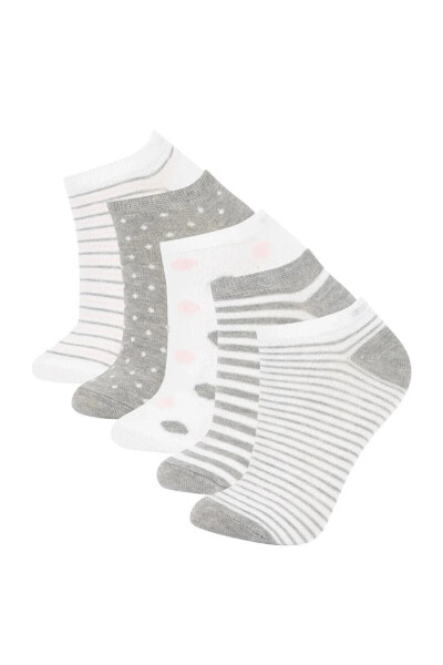 Kadın 5'li Pamuklu Patik Çorap V9712azns