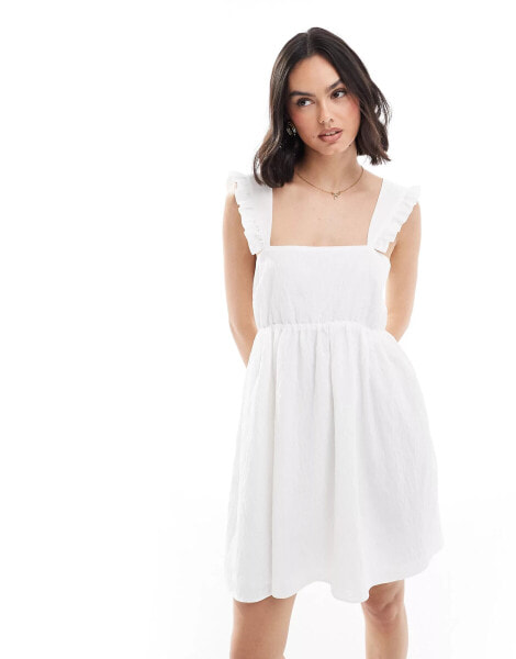 ASOS DESIGN square neck frill sleeve cami dress in ivory