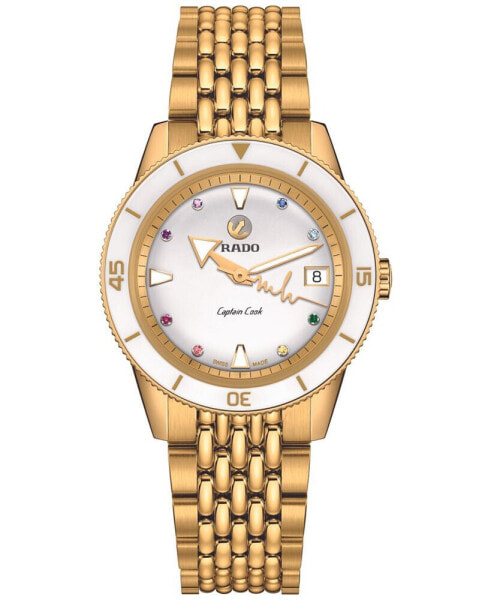 Women's Swiss Automatic Captain Cook x Marina Hoermanseder Heartbeat Gold-Tone Stainless Steel Bracelet Watch 37mm