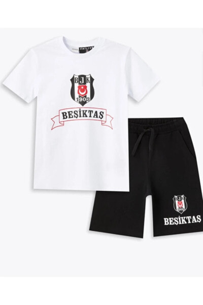 LCW Kids Bisiklet Yaka Beşiktaş Baskılı Erkek Çocuk Tişört ve Şort