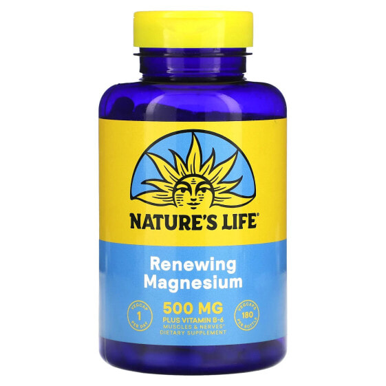 Nature's Life, Обновляющий магний, 500 мг, 180 растительных капсул