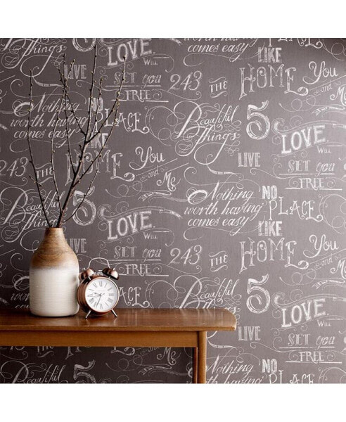 Graham Brown Chalk Board Grey Wallpaper