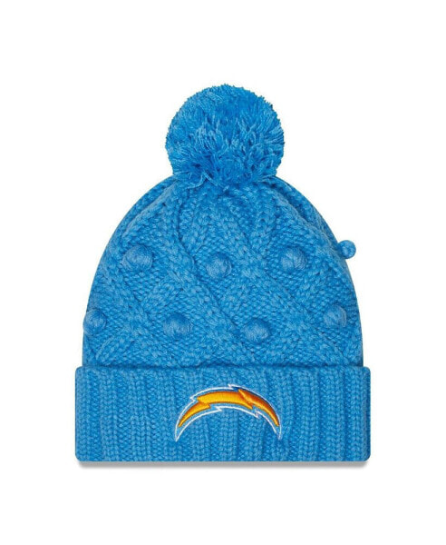 Big Girls Powder Blue Los Angeles Chargers Toasty Cuffed Knit Hat with Pom