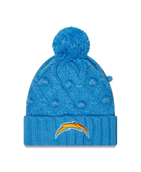 Шапка вязаная New Era big Girls Powder Blue Los Angeles Chargers с помпоном