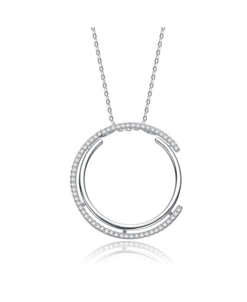 Cubic Zirconia Concentric Eternity Pendant Necklace in Sterling Silver