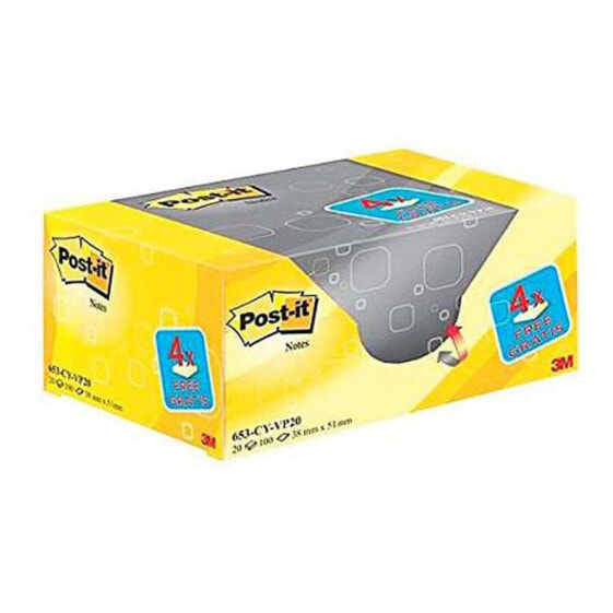 POST IT Removable sticky note pad canary yellow 38x51 mm promotional pack 16+4 free