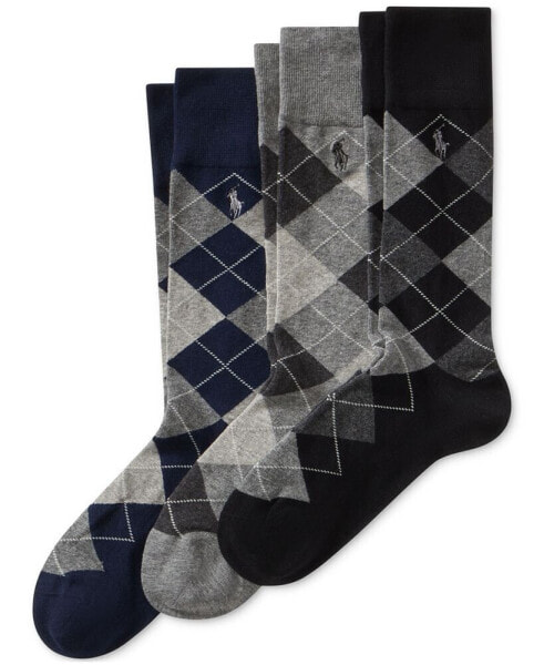 Men's Socks, Extended Size Argyle Dress Men's Socks 3-Pack
