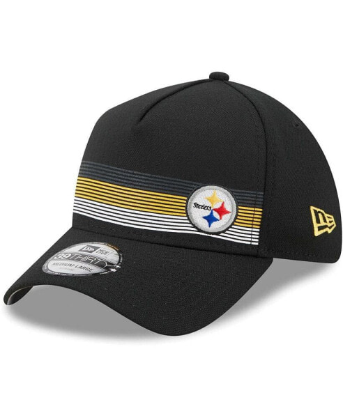 Men's Black Pittsburgh Steelers Flawless Stripe 39THIRTY Flex Hat