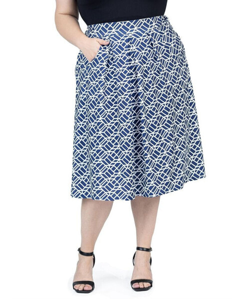 Plus Size Elastic Knee Length Pocket Skirt