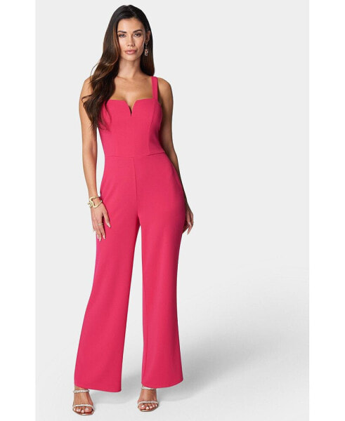 Women's Scuba Crepe Jumpsuit With Strap